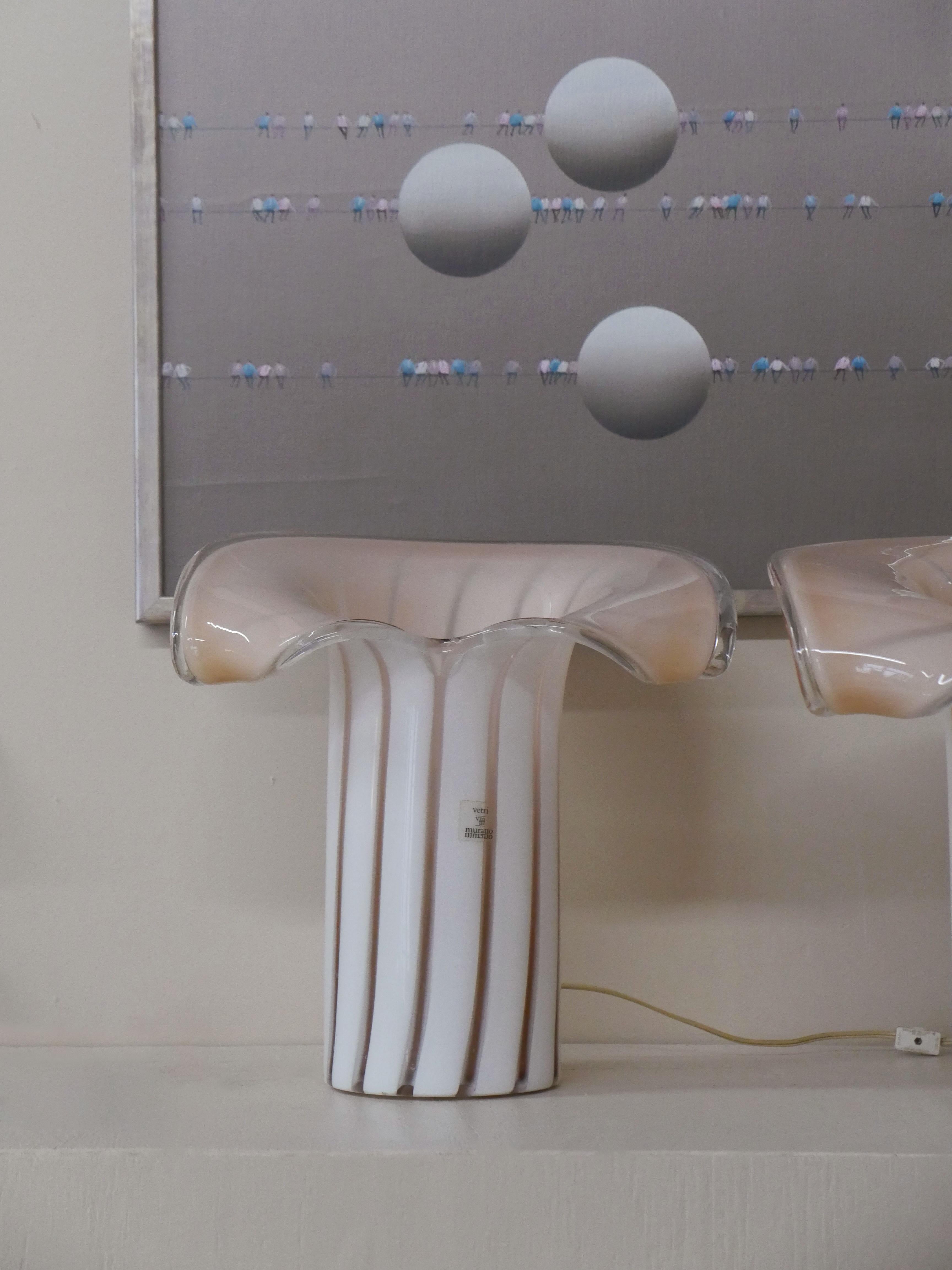 Mid-Century moderno Coppia di lampade da tavolo in vetro di Murano di Vetri degli anni '60 di Gino Vistosi in vendita