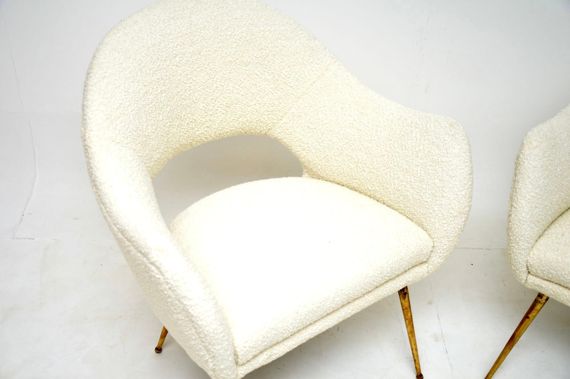 Mid-20th Century 1960's Pair of Italian Vintage Armchairs For Sale