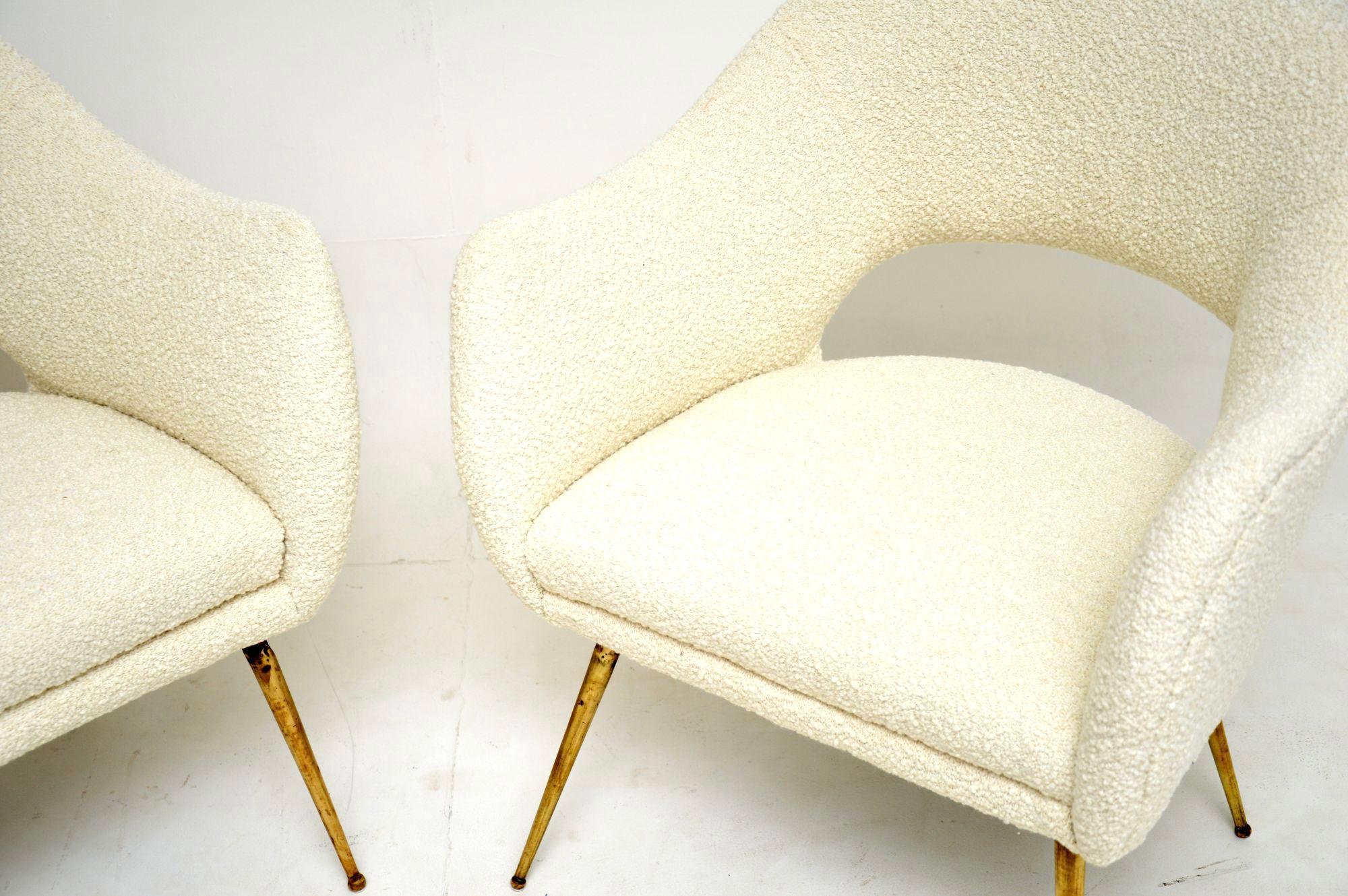 Mid-20th Century 1960's Pair of Italian Vintage Armchairs For Sale
