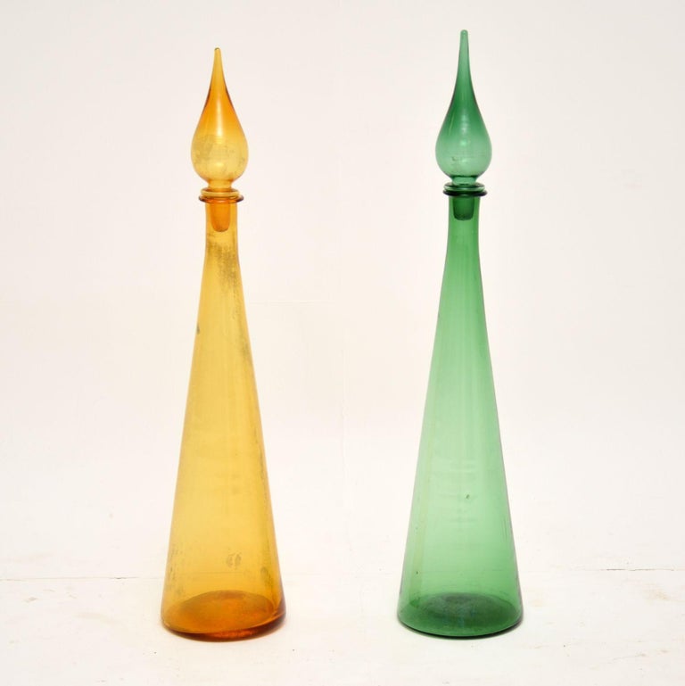 1960s Pair of Italian Vintage Glass Decanters at 1stDibs vintage