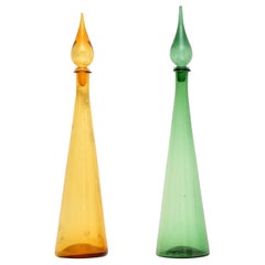 1960s Pair of Italian Vintage Glass Decanters