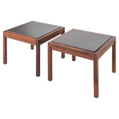1960s Paire de tables d'appoint en ardoise et noyer de Jack Cartwright pour Founders Plateau de 19 pouces