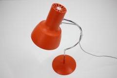 1960s Pair of Josef Hurka Orange Red Desk Lamps, Czechoslovakia