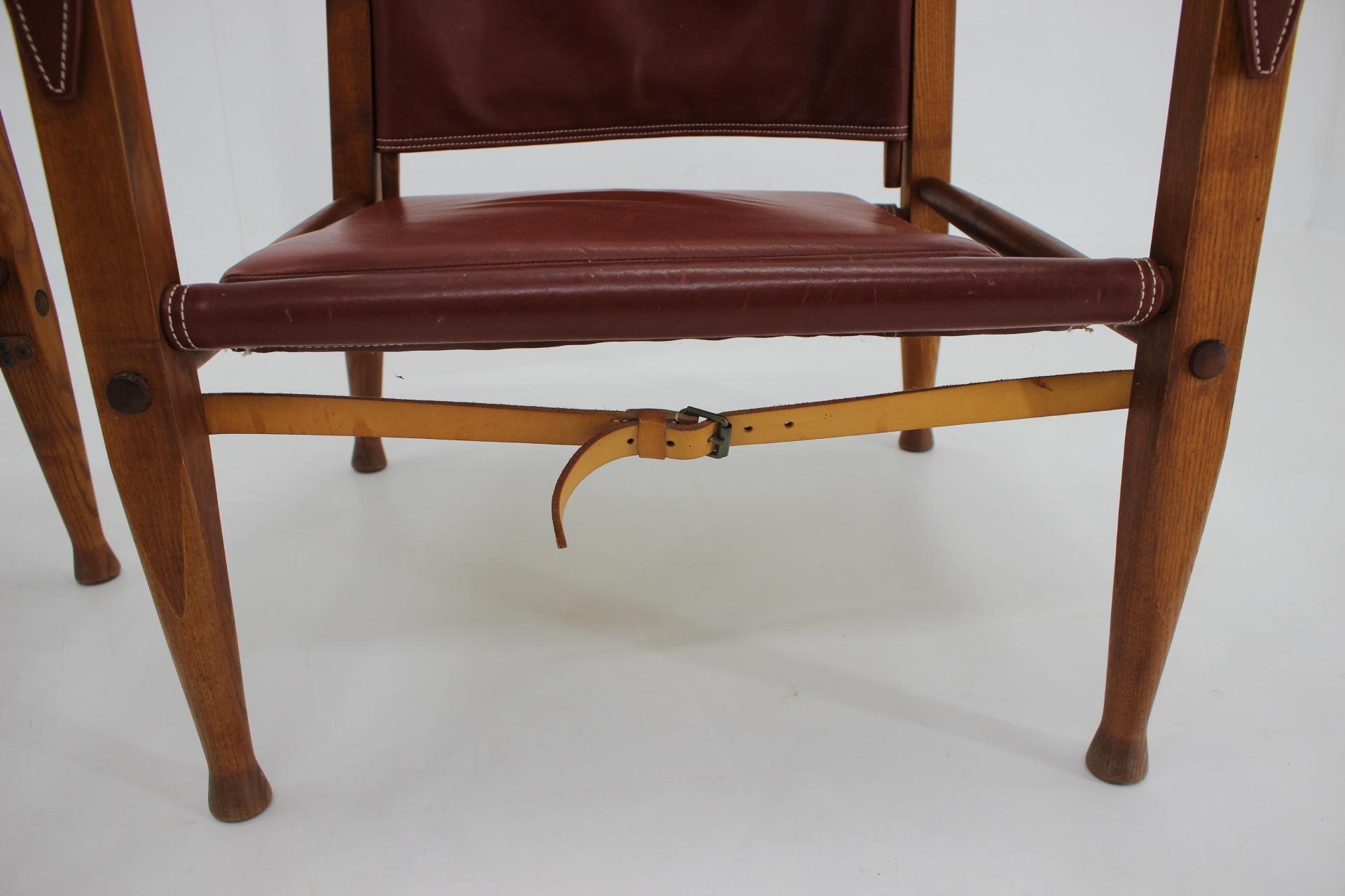 1960s Pair of Kaare Klint Safari Chair Produced by Rud Rasmussen, Denmark 4