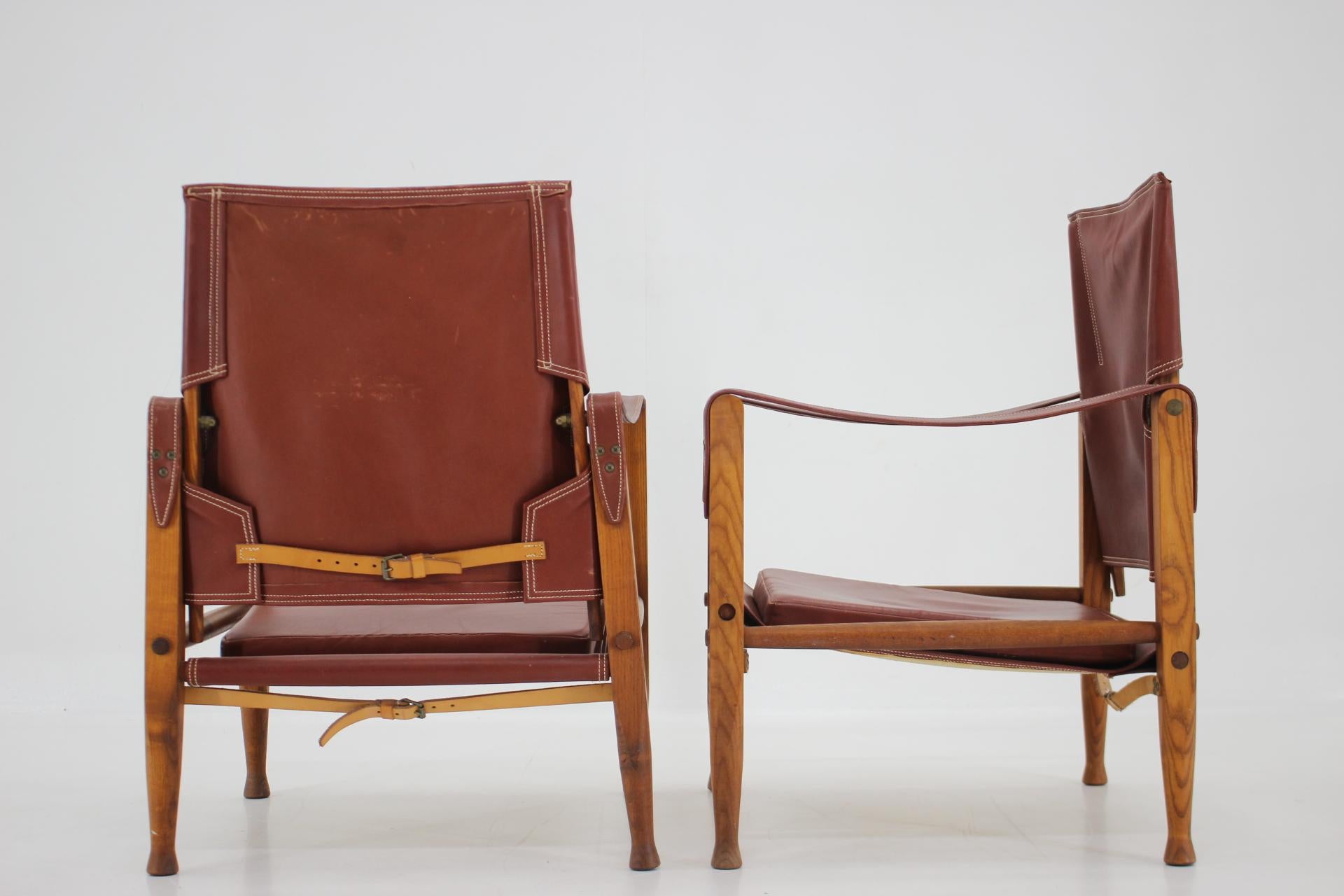 Mid-Century Modern 1960s Pair of Kaare Klint Safari Chair Produced by Rud Rasmussen, Denmark