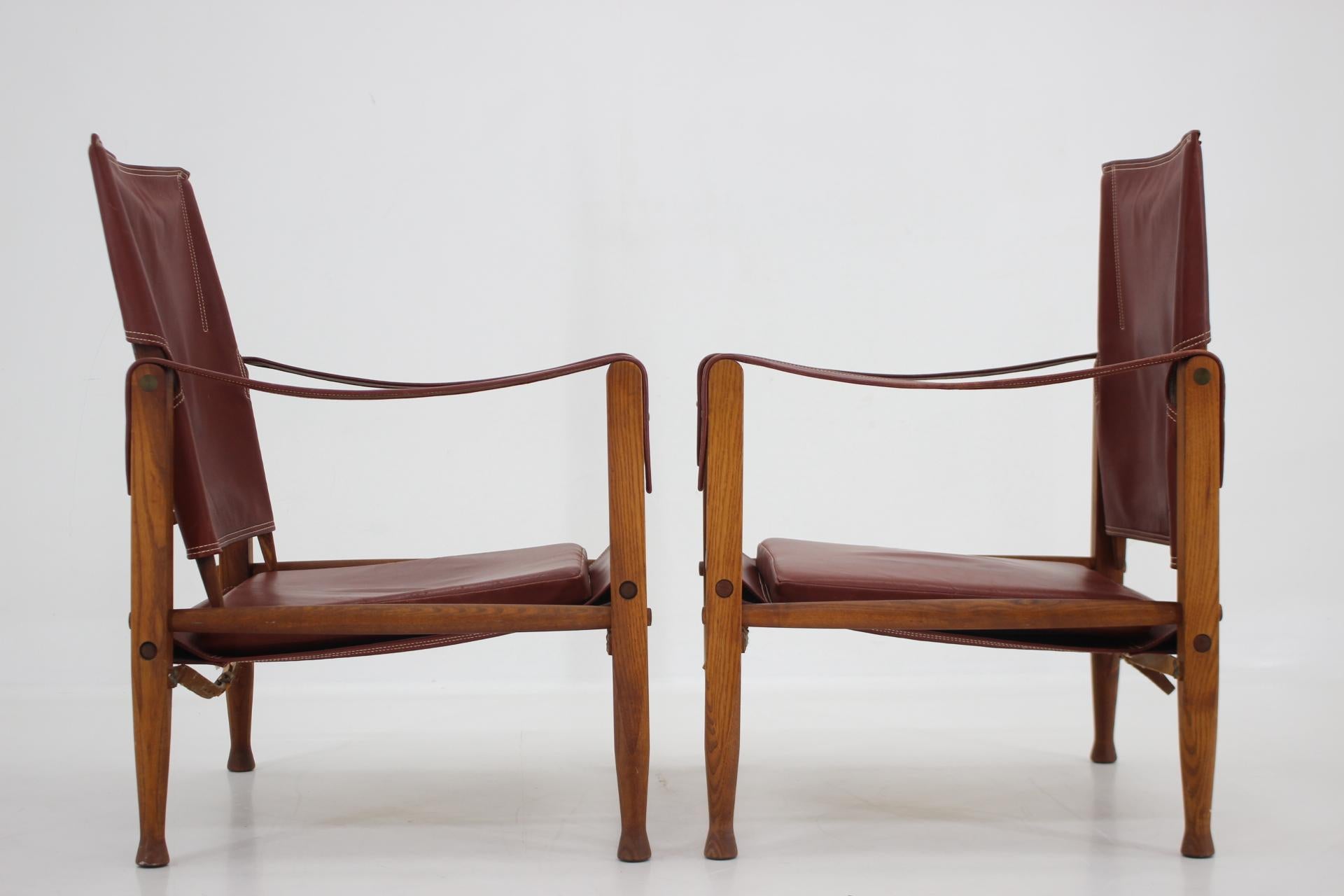 Danish 1960s Pair of Kaare Klint Safari Chair Produced by Rud Rasmussen, Denmark