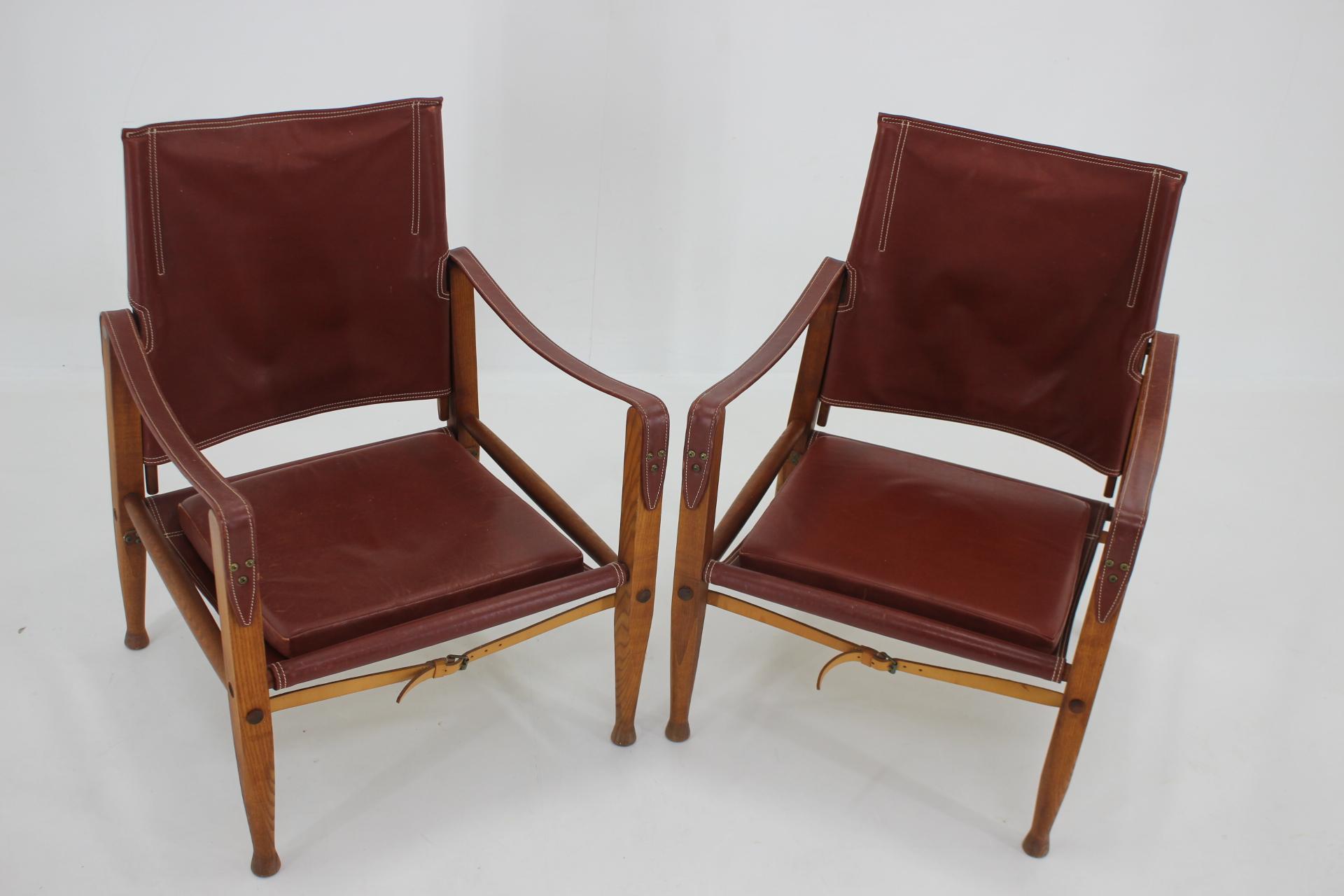 Mid-20th Century 1960s Pair of Kaare Klint Safari Chair Produced by Rud Rasmussen, Denmark