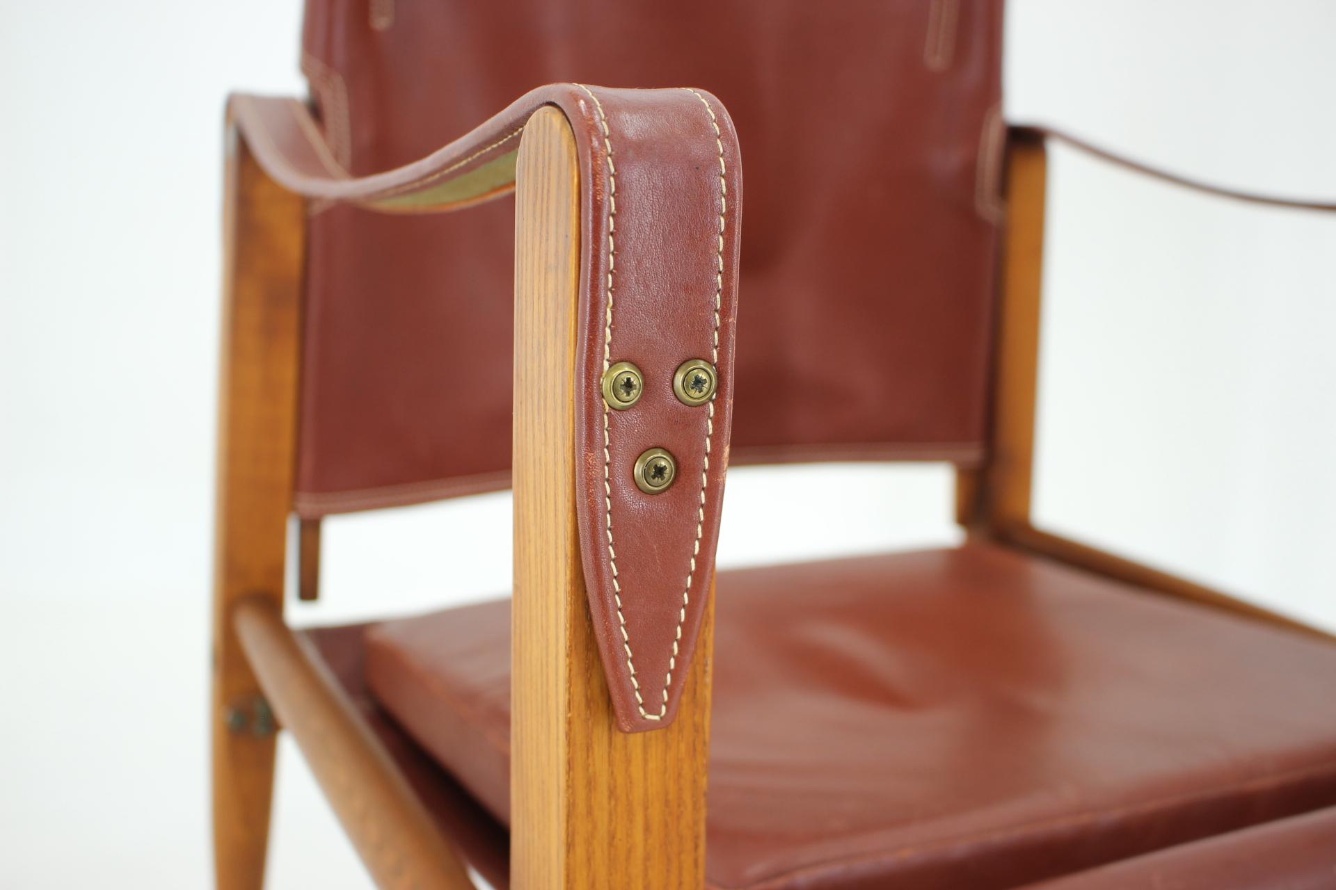 Leather 1960s Pair of Kaare Klint Safari Chair Produced by Rud Rasmussen, Denmark