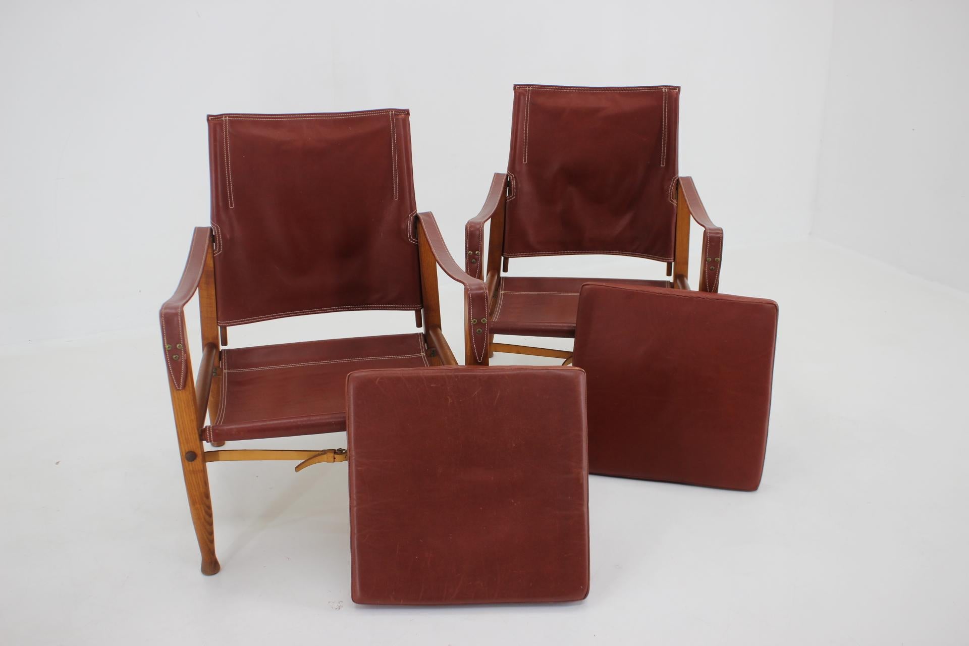 1960s Pair of Kaare Klint Safari Chair Produced by Rud Rasmussen, Denmark 2