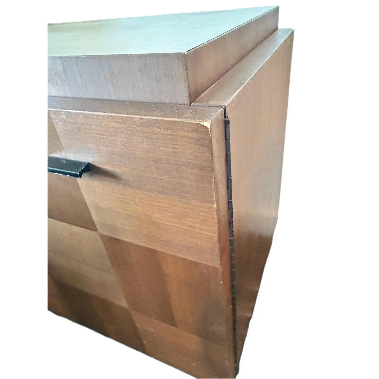 1960s Pair of Lane Brutalist Mid Century Modern Style Nightstands For Sale 2