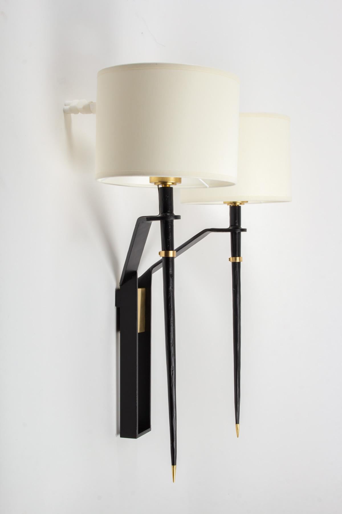 Mid-20th Century 1940s Pair of Large  Sconces