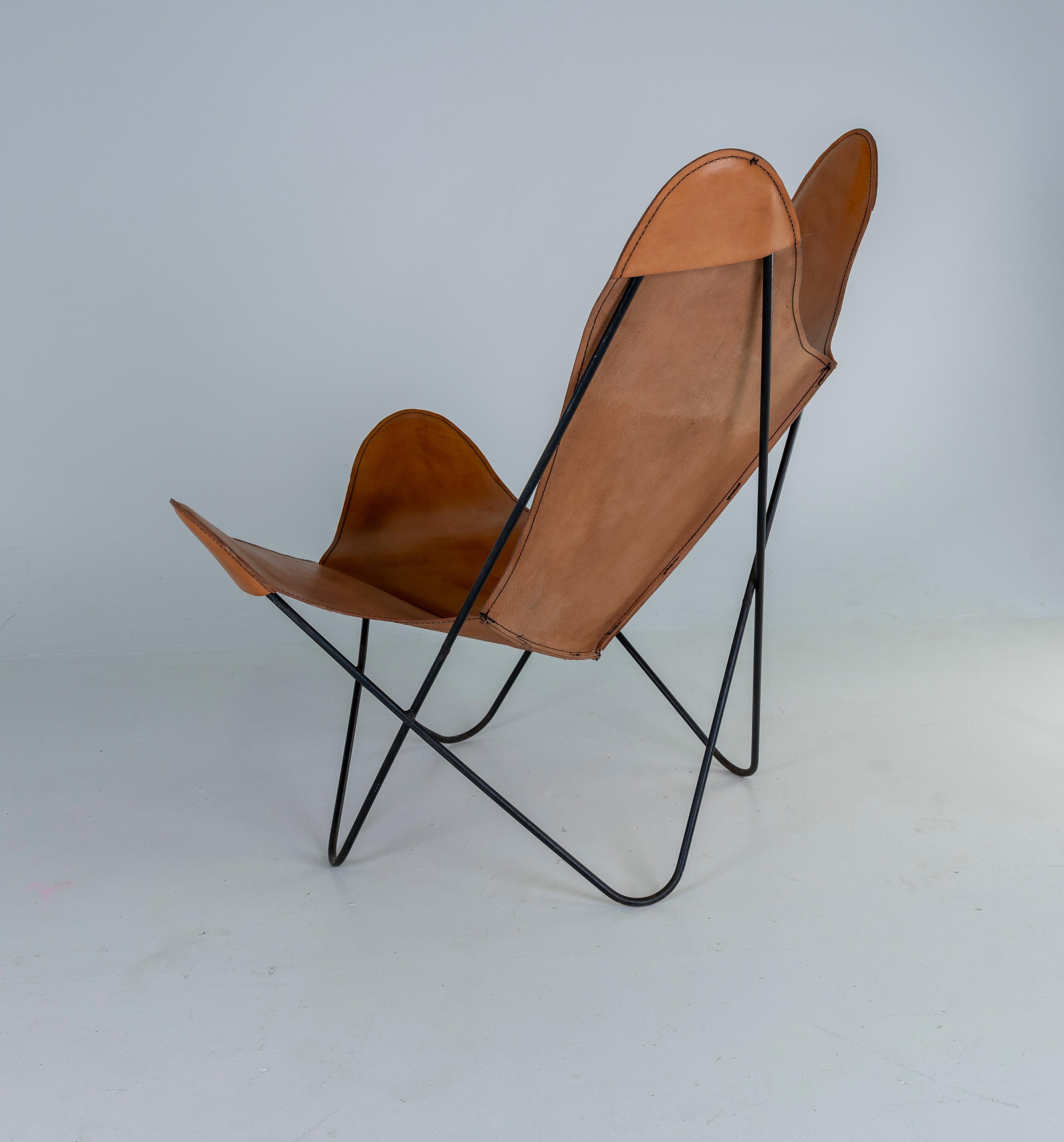 1960s Pair of Leather Butterfly Chairs Jorge Ferrari Hardoy Bonet Kurchan Knoll For Sale 7