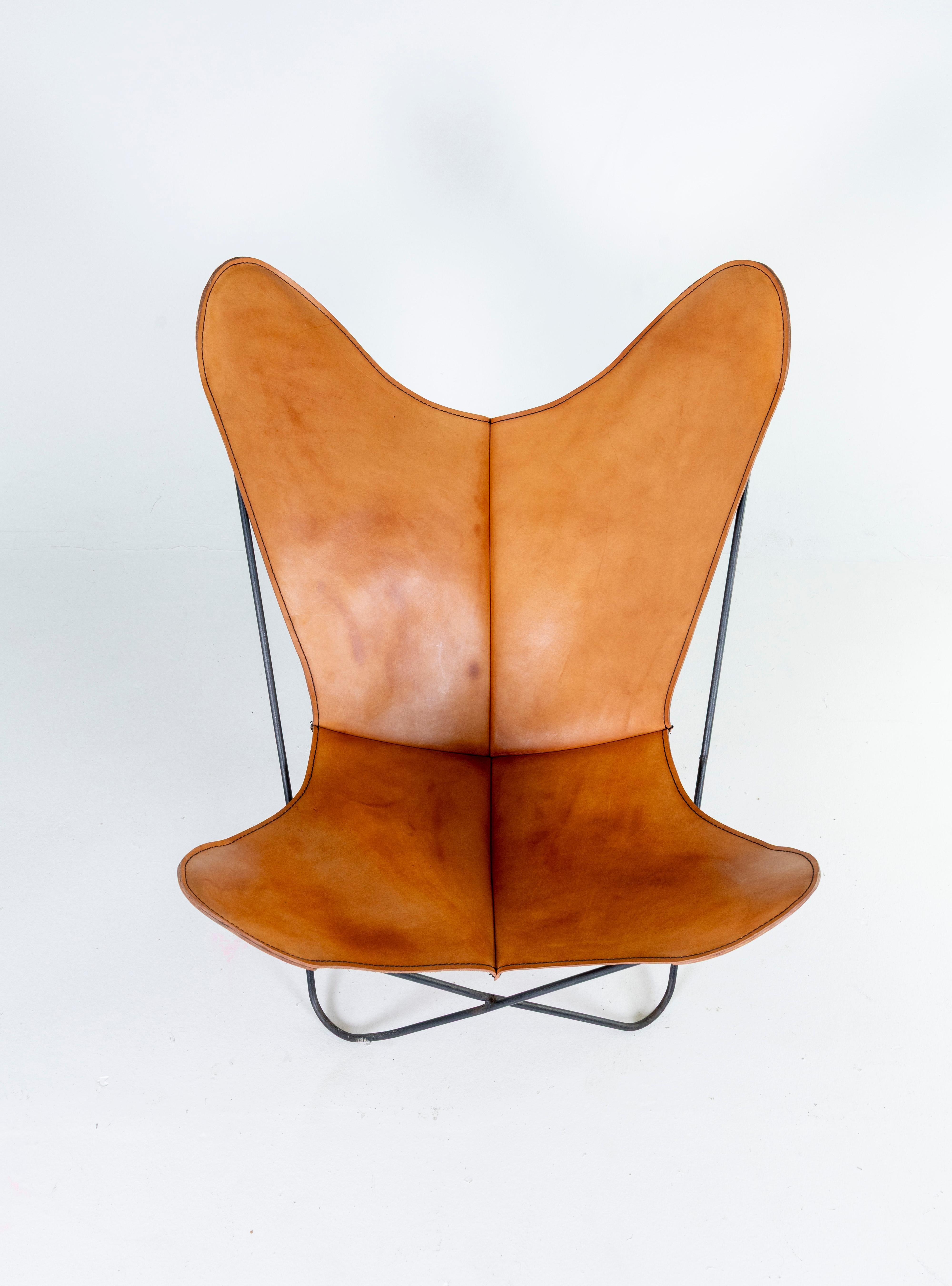 1960s Pair of Leather Butterfly Chairs Jorge Ferrari Hardoy Bonet Kurchan Knoll For Sale 9