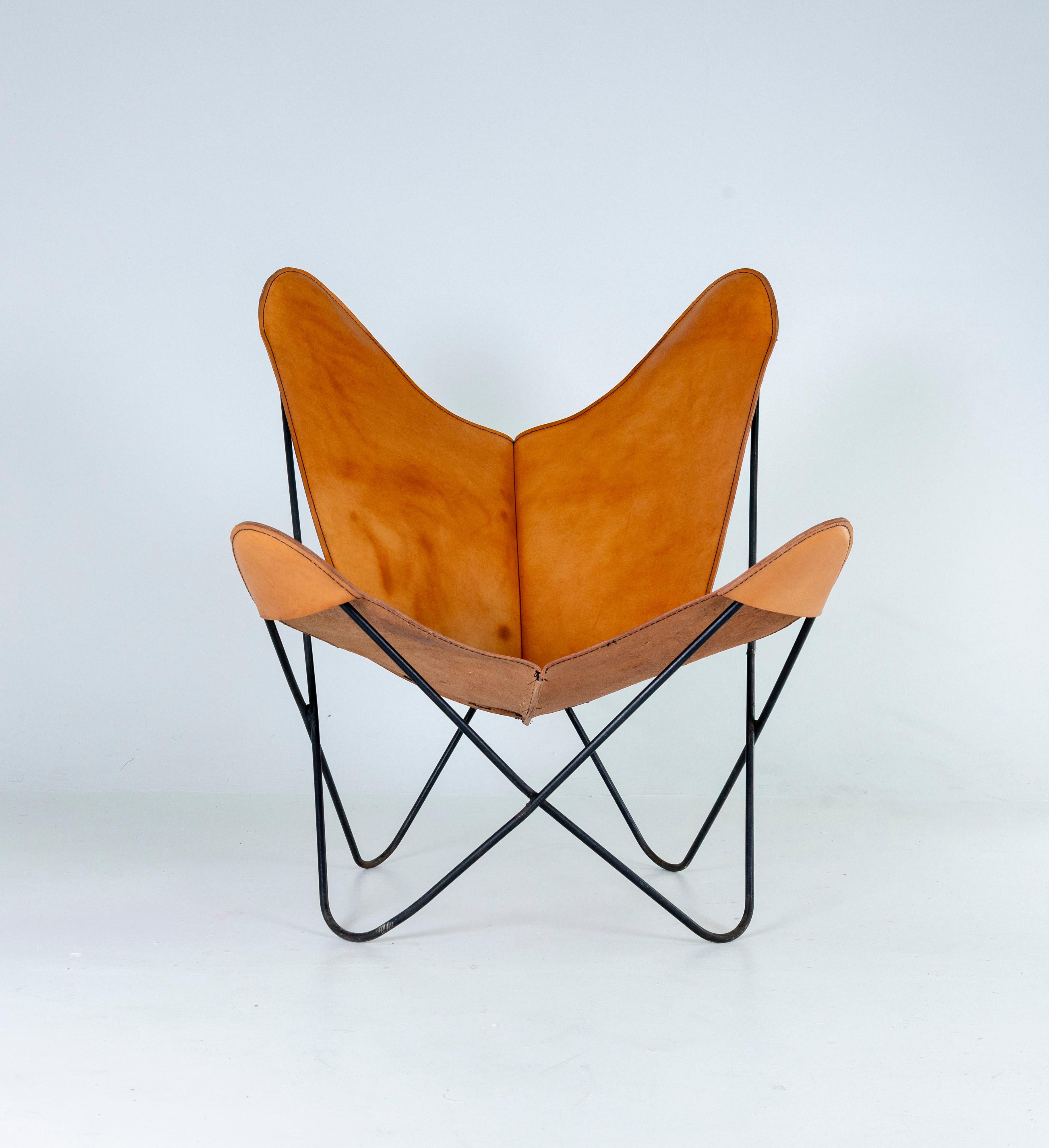 1960s Pair of Leather Butterfly Chairs Jorge Ferrari Hardoy Bonet Kurchan Knoll For Sale 10