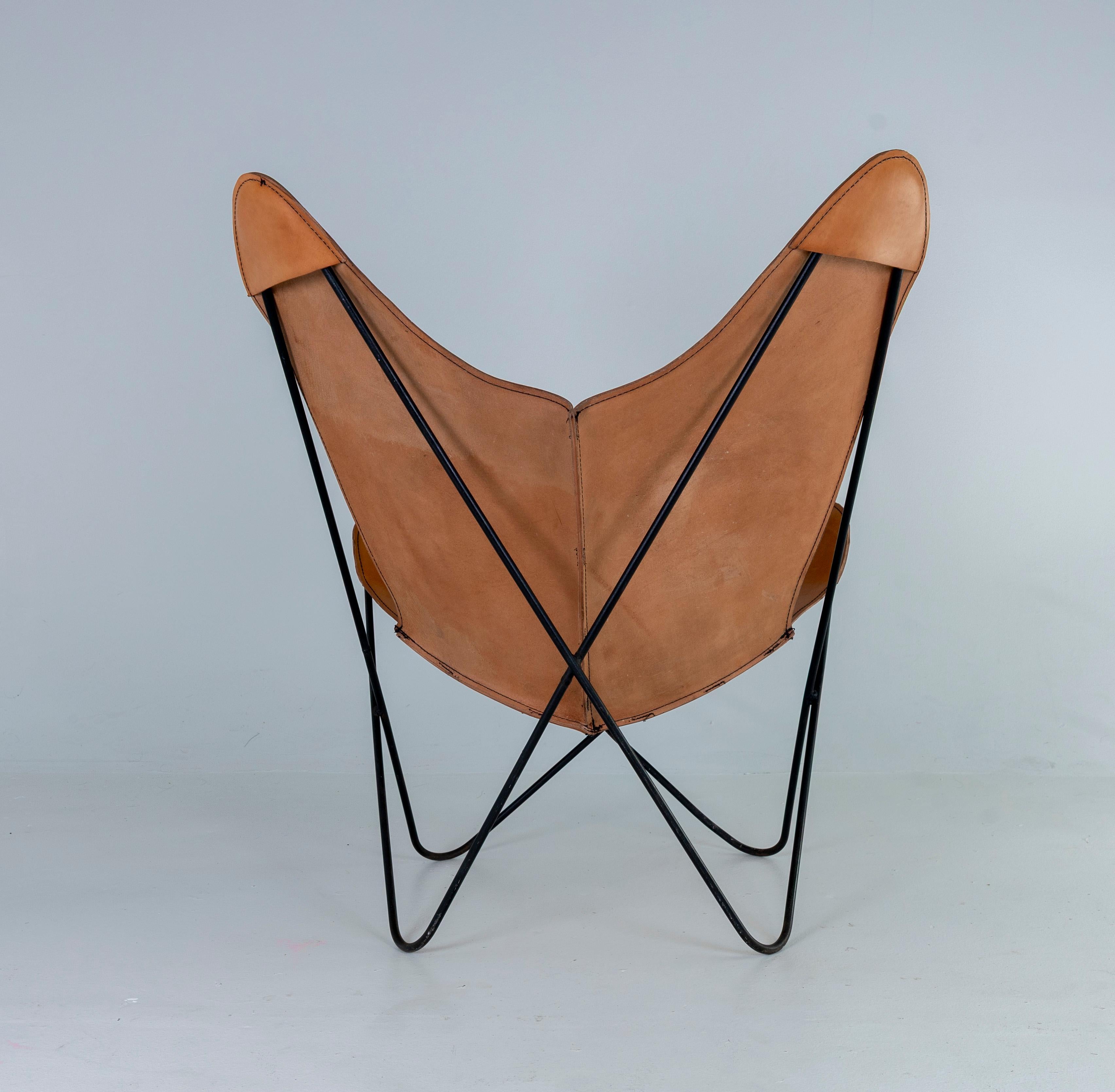 1960s Pair of Leather Butterfly Chairs Jorge Ferrari Hardoy Bonet Kurchan Knoll For Sale 11
