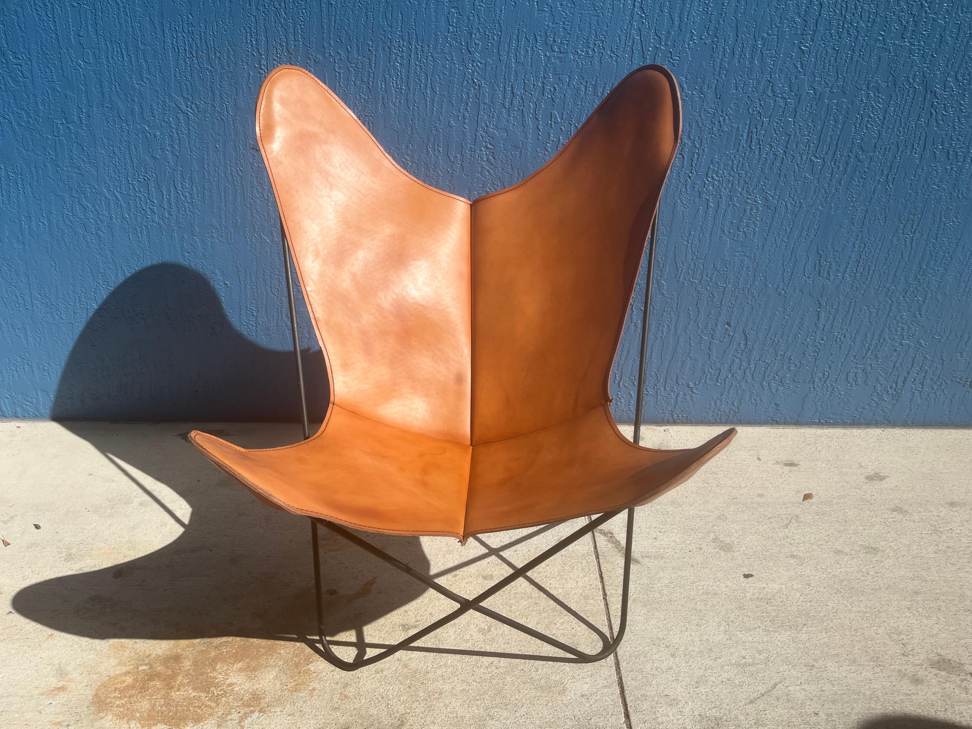 1960s Pair of Leather Butterfly Chairs Jorge Ferrari Hardoy Bonet Kurchan Knoll For Sale 14