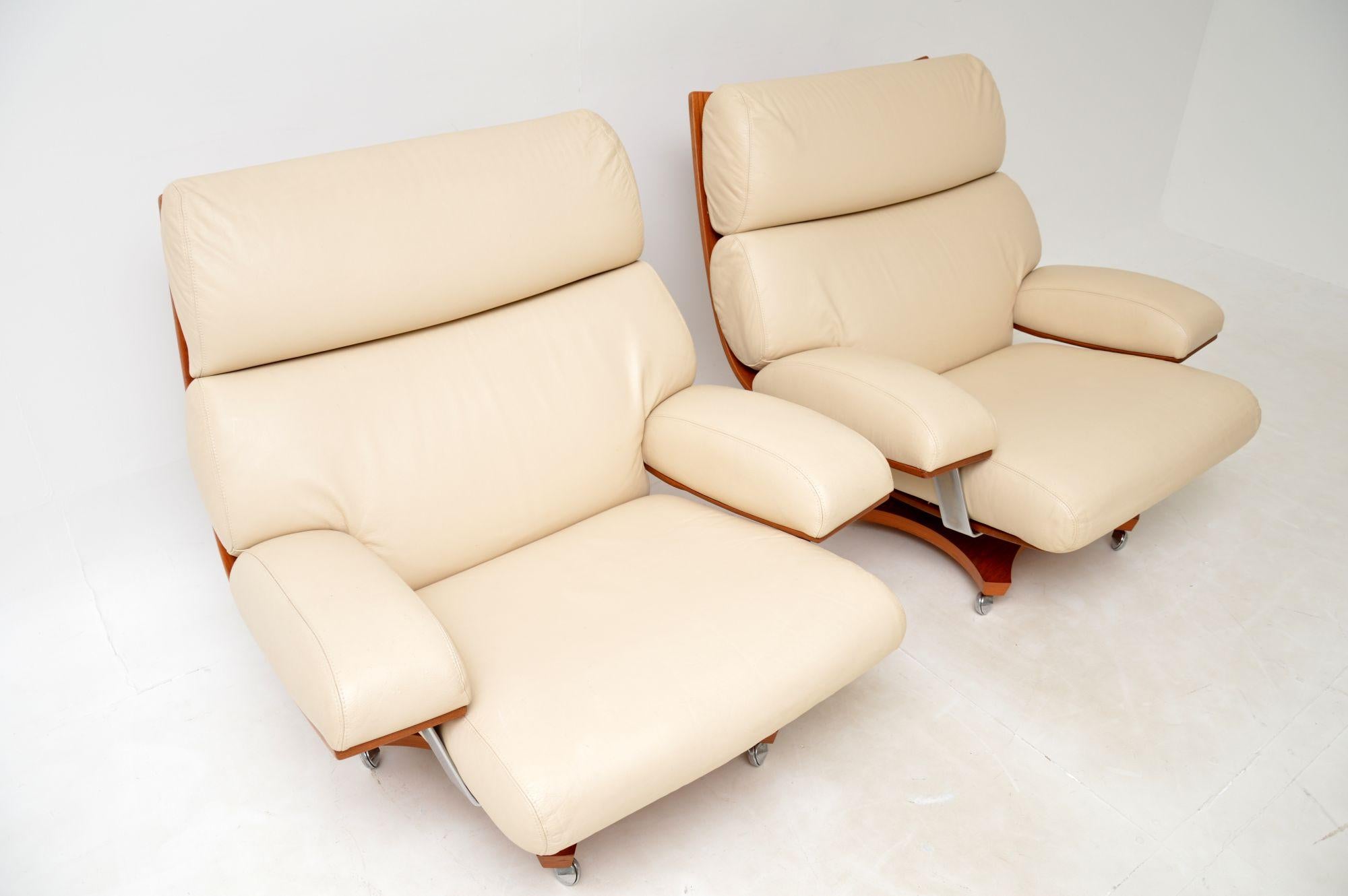 1960's Pair of Leather & Teak G Plan Housemaster Armchairs 3