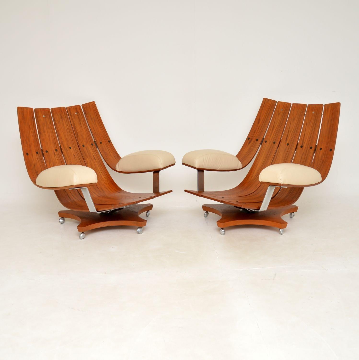 20th Century 1960's Pair of Leather & Teak G Plan Housemaster Armchairs