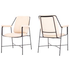 1960s Pair of Lounge Chairs in Wrought Iron and Tricot, Brazilian Modernism