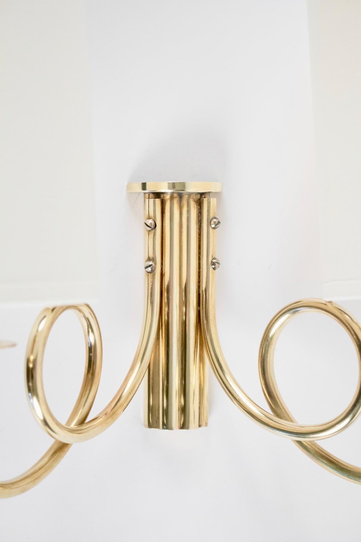 French 1960s Pair of Maison Honoré Brass Sconces