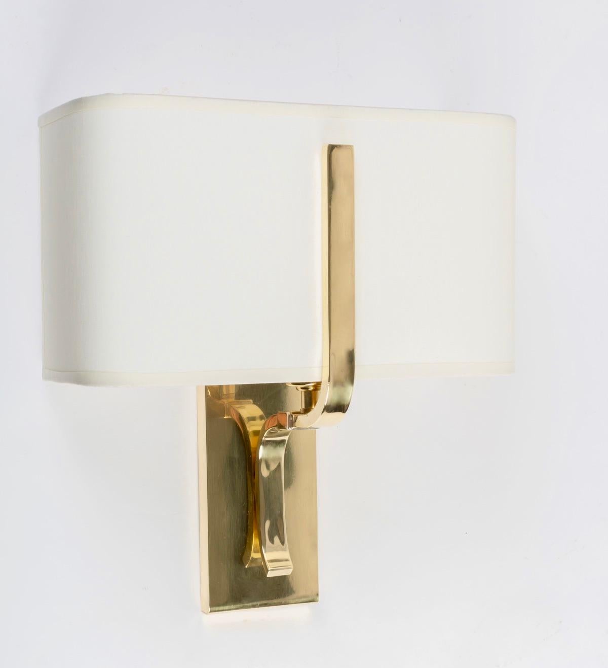 Mid-Century Modern 1960s Pair of Maison Honore Gilded Brass Sconces