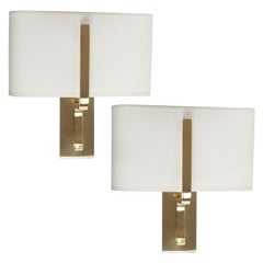 1970s Pair of Maison Honore Gilded Brass Sconces