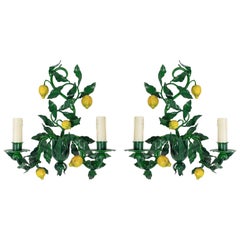 1960s Pair of Maison Honore, Lemon Tree Sconces Sconces