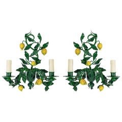 1960s Pair of Maison Honore, Lemon Tree Sconces Sconces