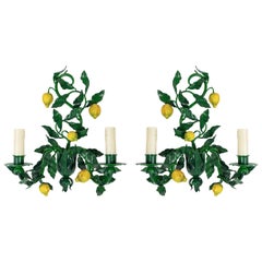 1960s Pair of Maison Honore, Lemon Tree Sconces