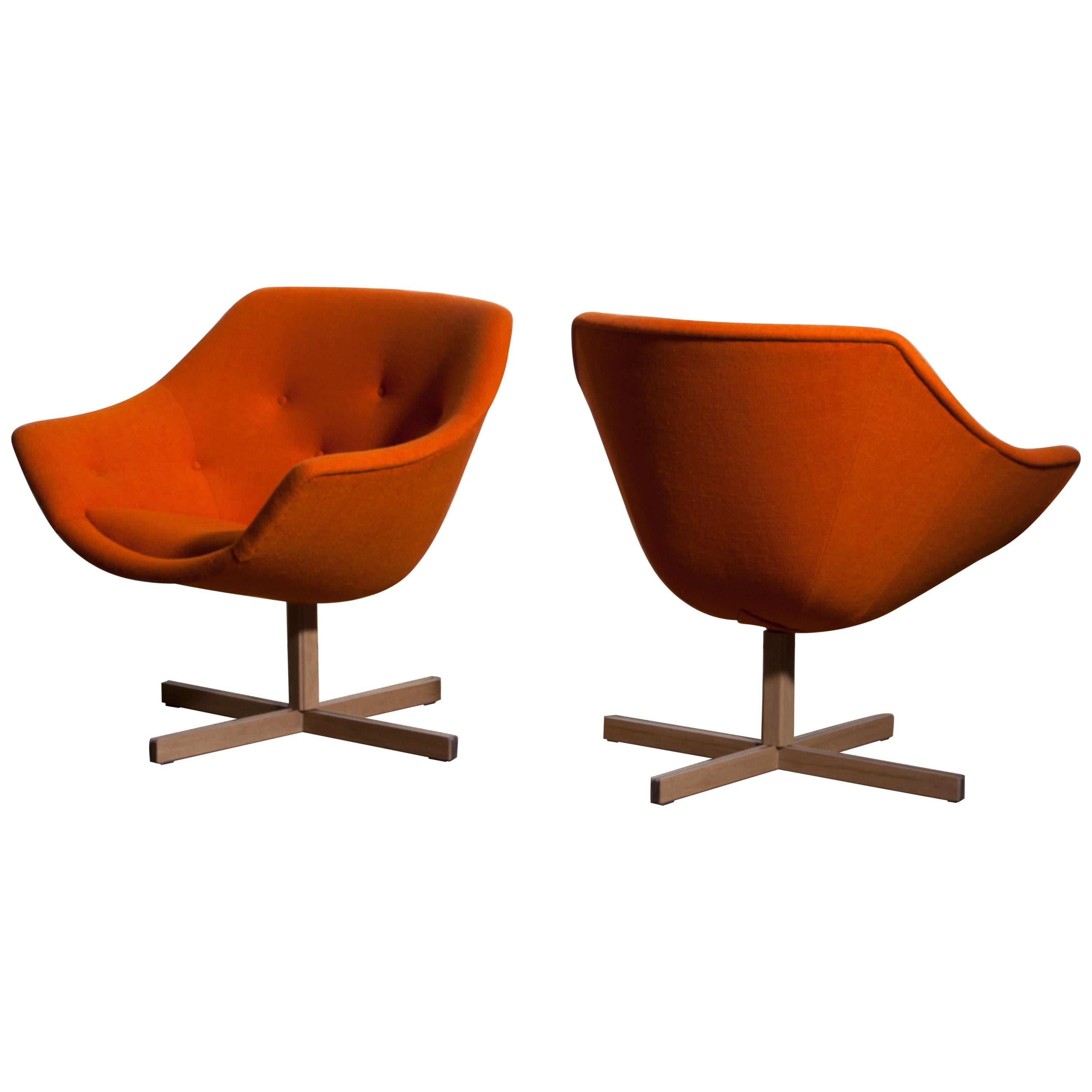 1960s, Pair of Mandarini Swivel Armchairs by Carl Gustaf Hiort and Nanna Ditzel 1