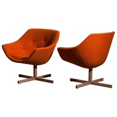 1960s, Pair of Mandarini Swivel Armchairs by Carl Gustaf Hiort and Nanna Ditzel