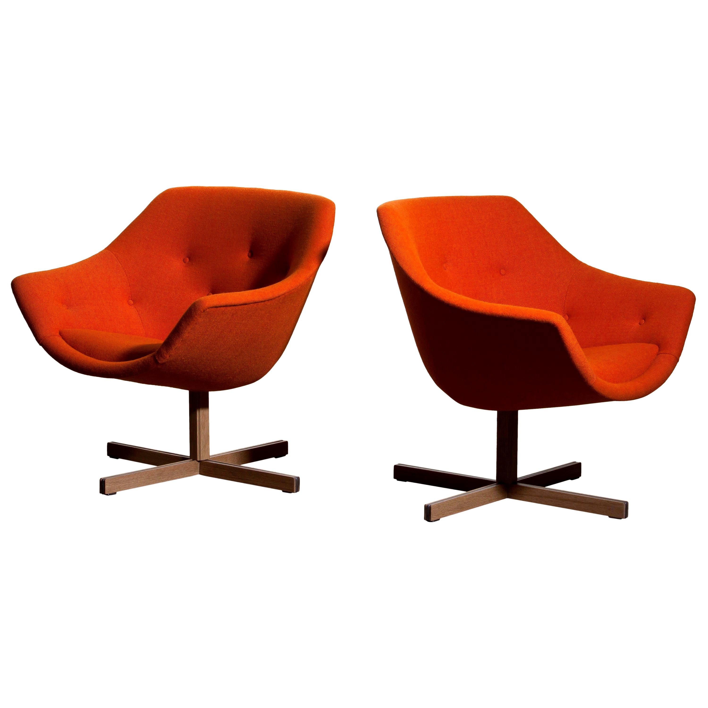 1960s, Pair of Mandarini Swivel Armchairs by Carl Gustaf Hiort and Nanna Ditzel