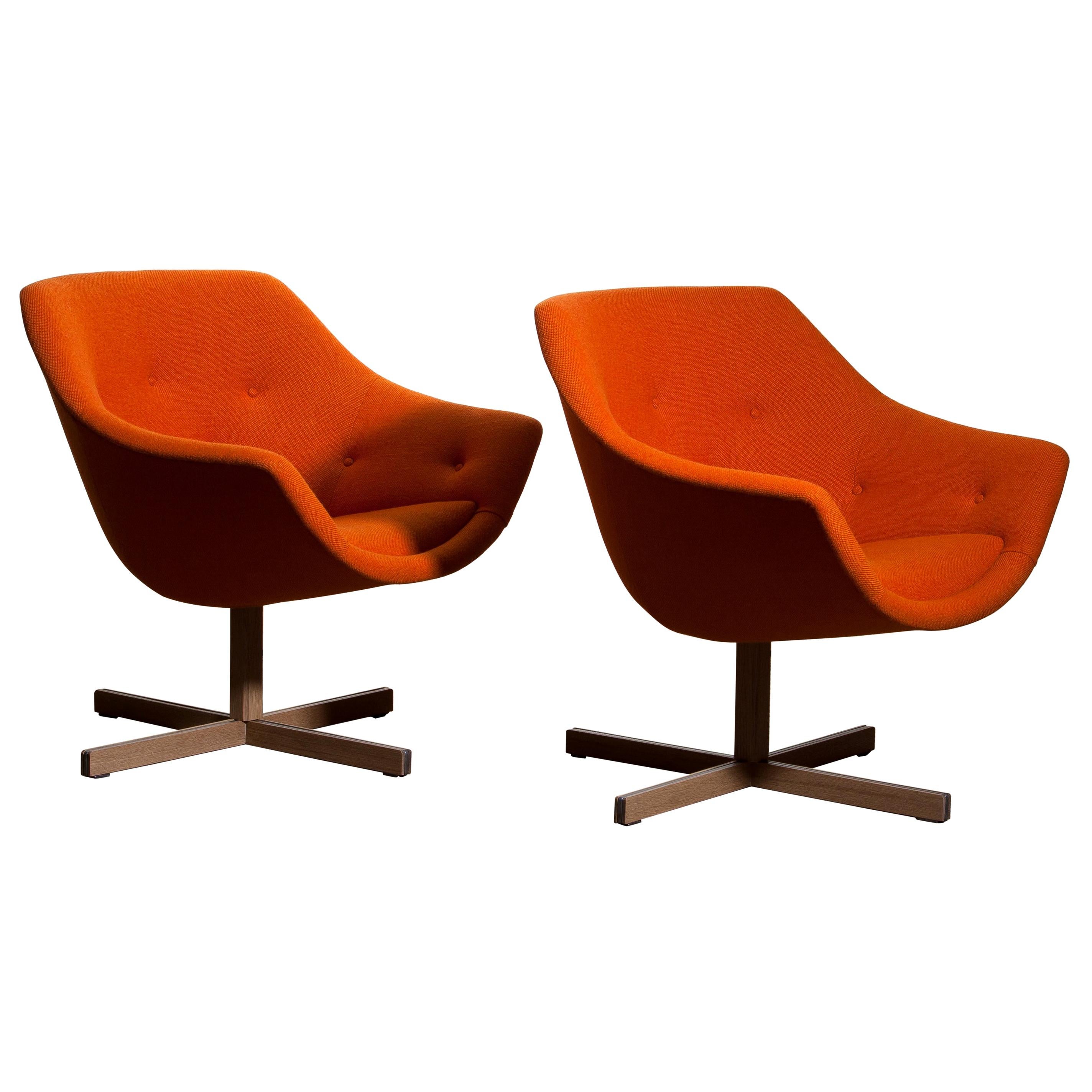 1960s, Pair of Mandarini Swivel Armchairs by Carl Gustaf Hiort and Nanna Ditzel