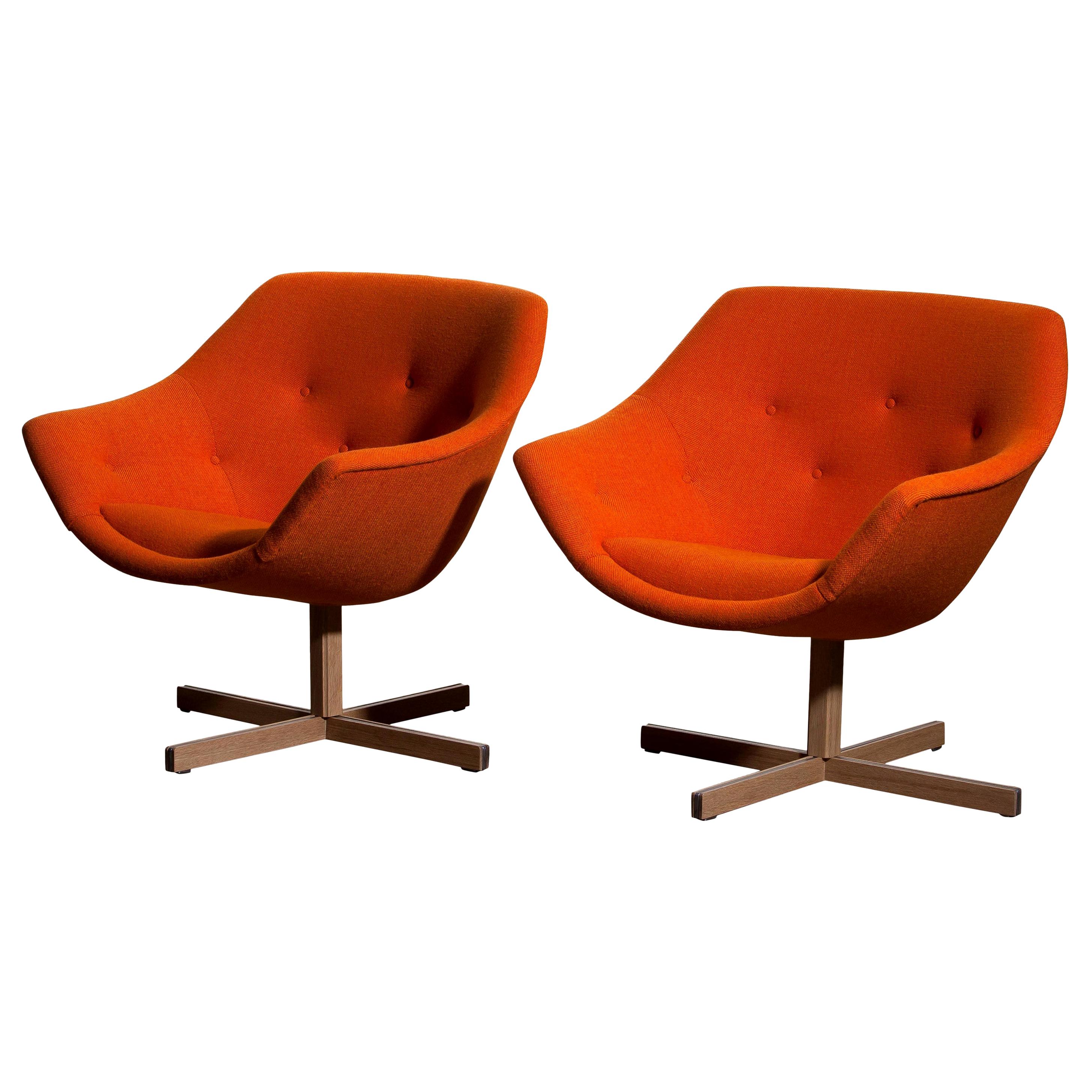 1960s, Pair of Mandarini Swivel Armchairs by Carl Gustaf Hiort and Nanna Ditzel