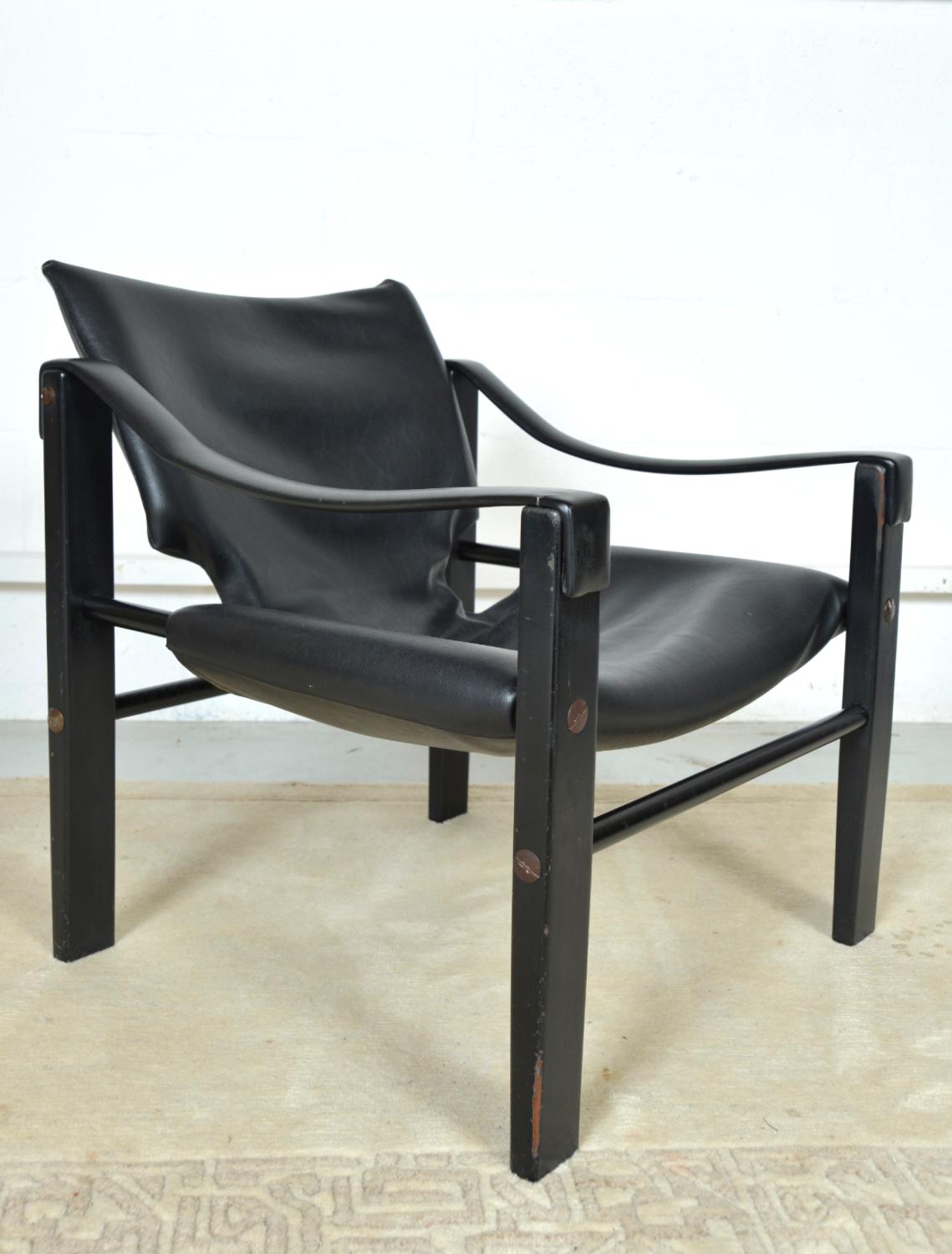 1960s Pair of Maurice Burke for Arkana Safari Campaign Lounge Chairs Black 2