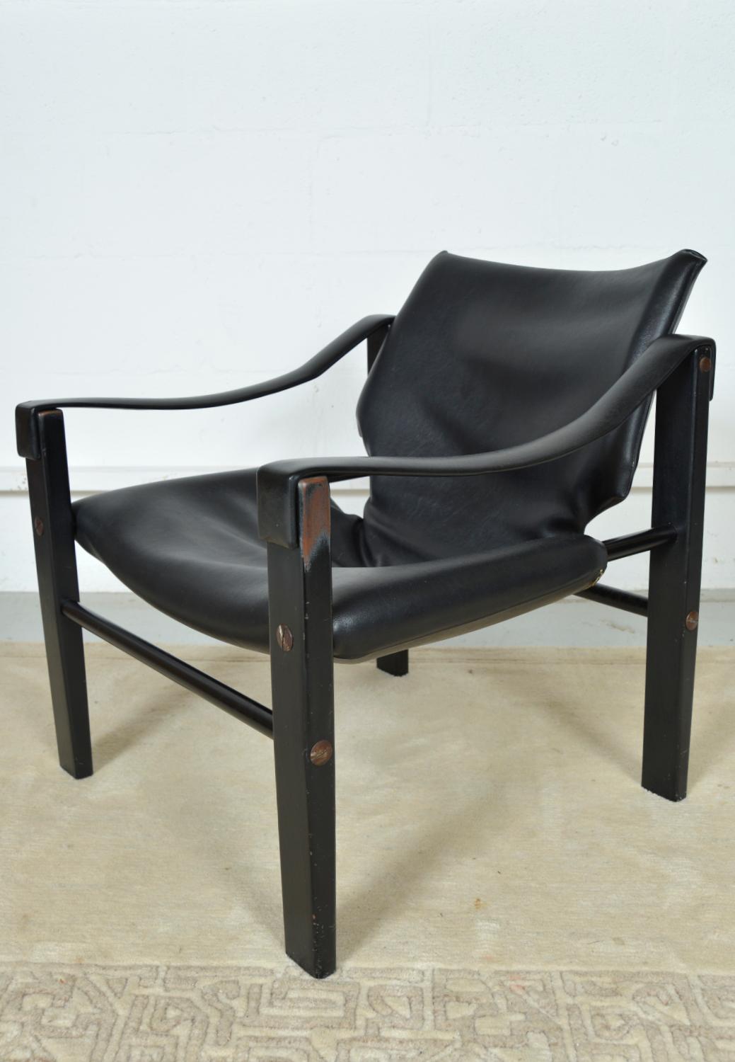 1960s Pair of Maurice Burke for Arkana Safari Campaign Lounge Chairs Black 4