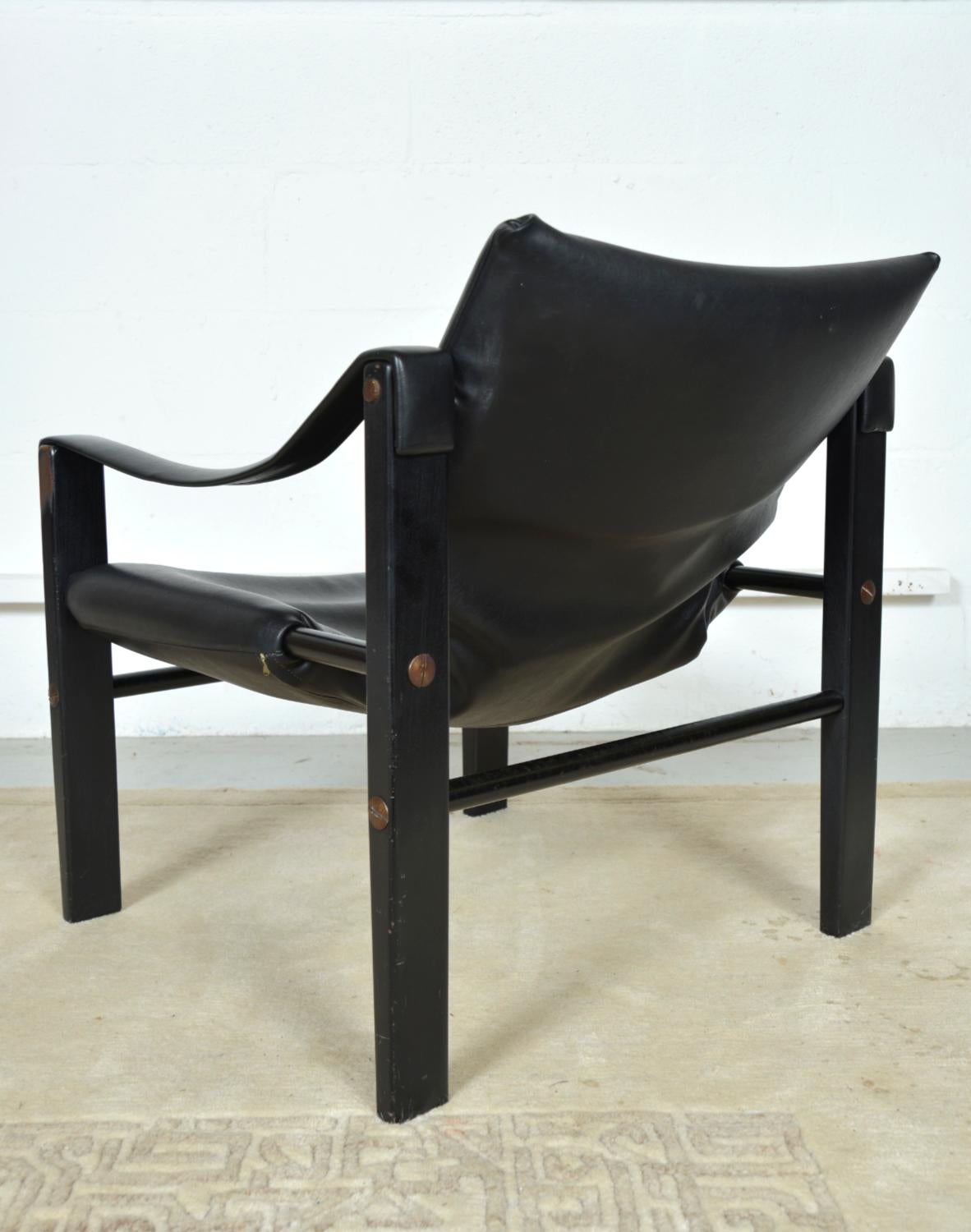 1960s Pair of Maurice Burke for Arkana Safari Campaign Lounge Chairs Black 5