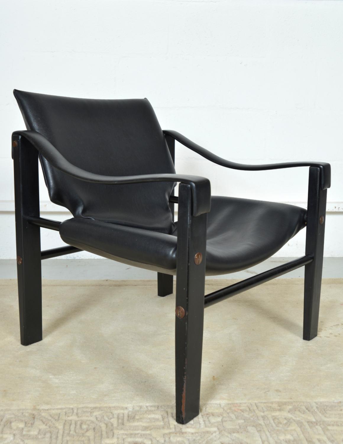 1960s Pair of Maurice Burke for Arkana Safari Campaign Lounge Chairs Black 9