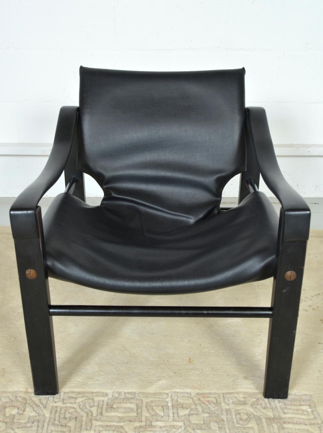1960s Pair of Maurice Burke for Arkana Safari Campaign Lounge Chairs Black 10