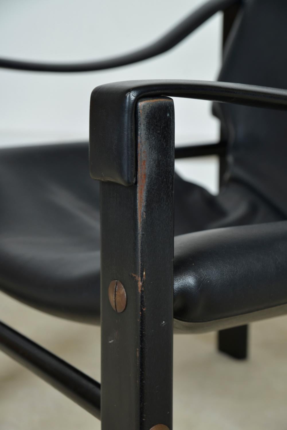 1960s Pair of Maurice Burke for Arkana Safari Campaign Lounge Chairs Black 11