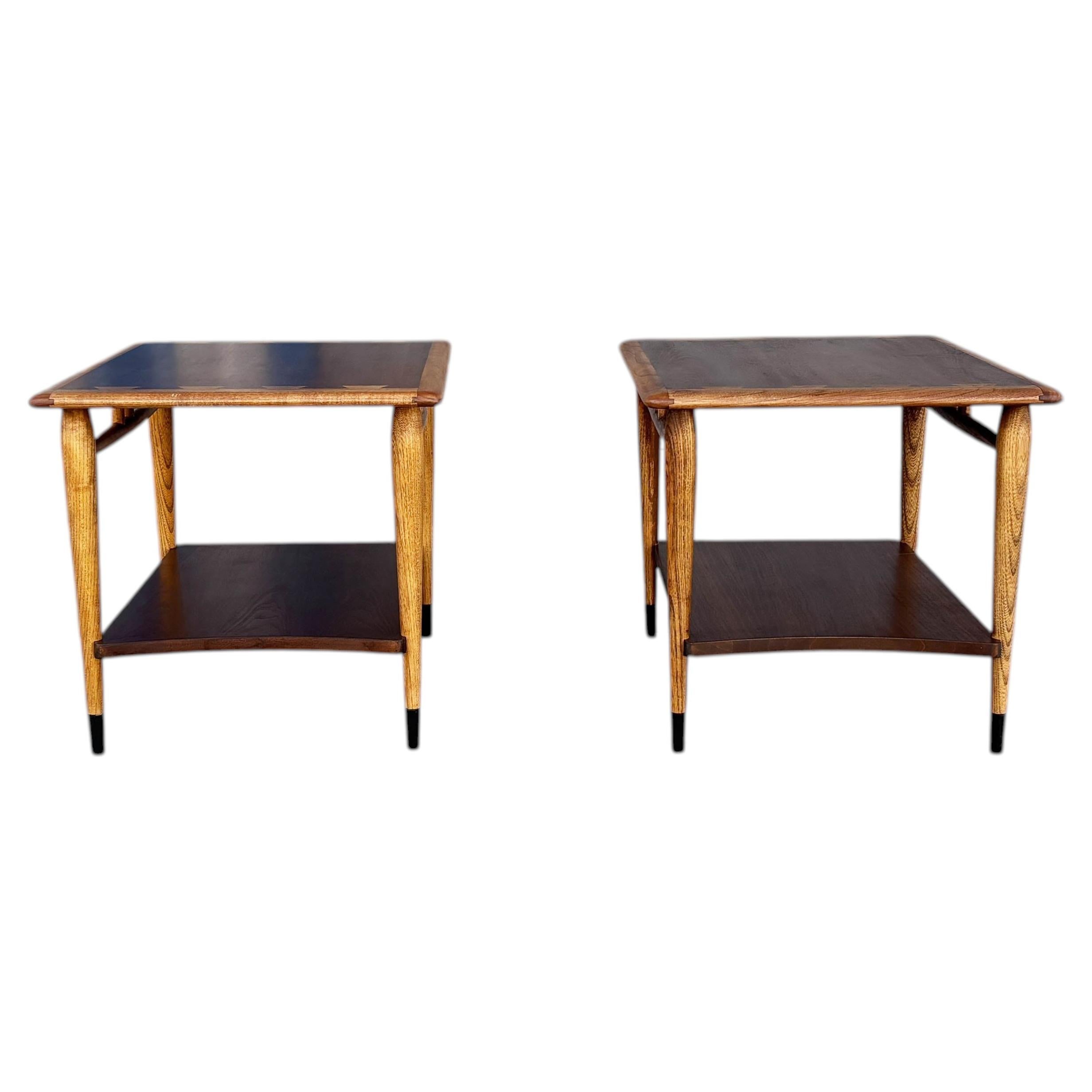 Pair of Mid-Century Walnut and Oak Side Tables by Lane, 1960s