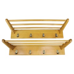 1960s Pair of Mid-century Wooden Wall Hangers, Czechoslovakia
