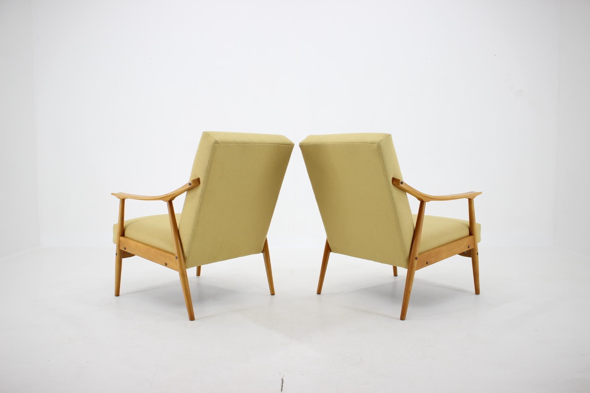 Mid-20th Century 1960s Pair of Midcentury Armchairs, Czechoslovakia