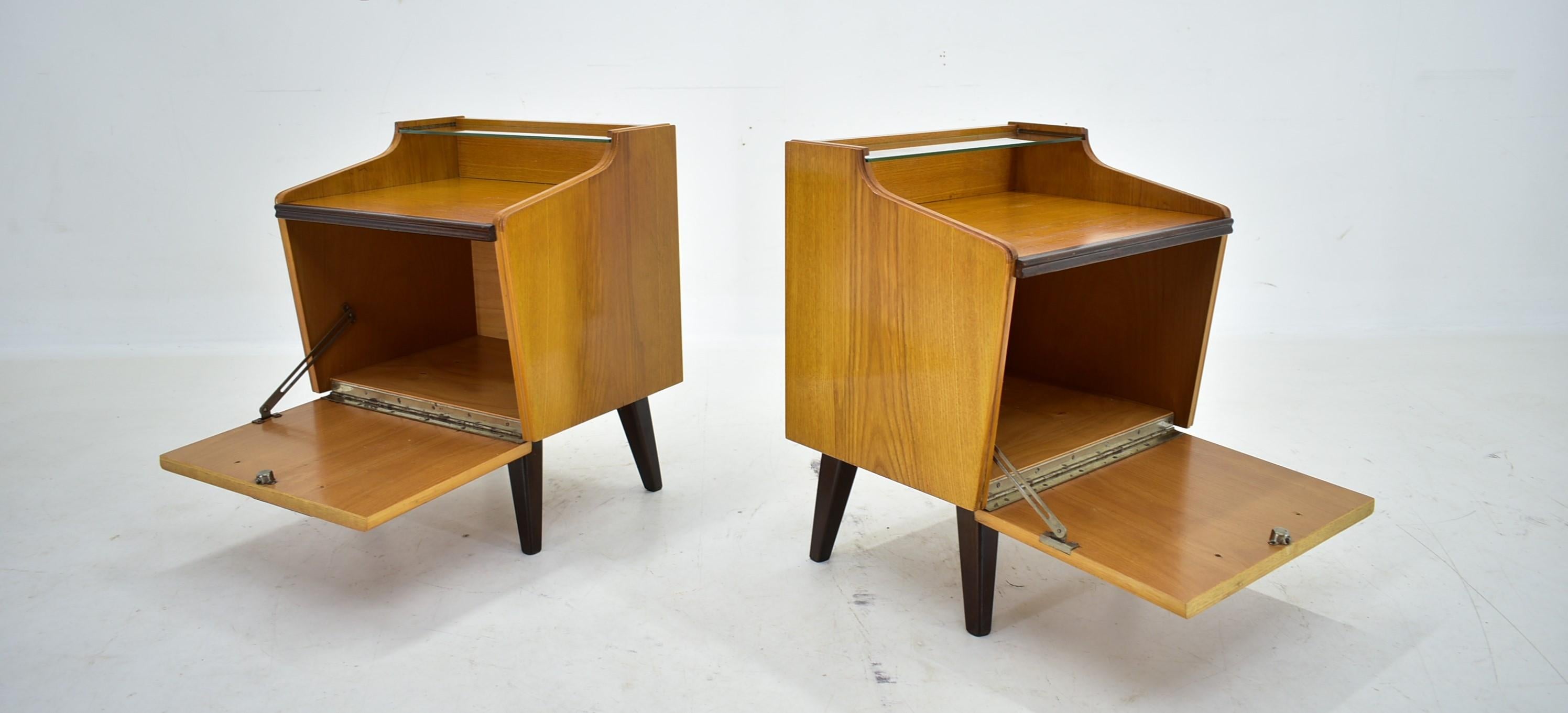 1960s Pair of Midcentury Bedside Tables by Mojmir Požár, Czechoslovakia For Sale 2