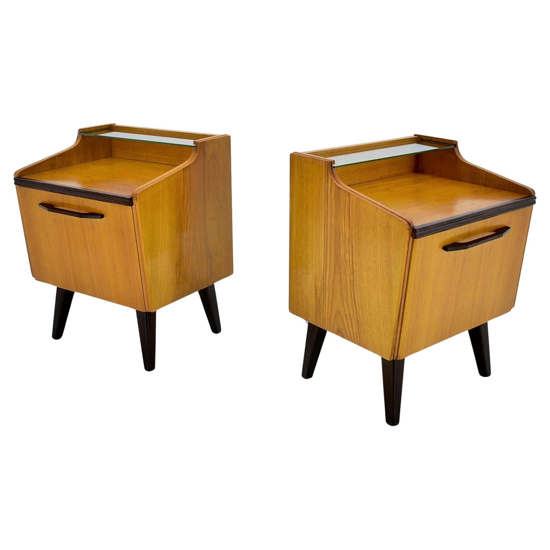 1960s Pair of Midcentury Bedside Tables by Mojmir Požár, Czechoslovakia For Sale