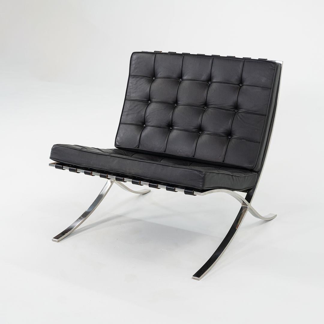 1960 Pareja de sillones Mies van der Rohe Knoll Barcelona con acero inoxidable mediados del siglo XX en venta
