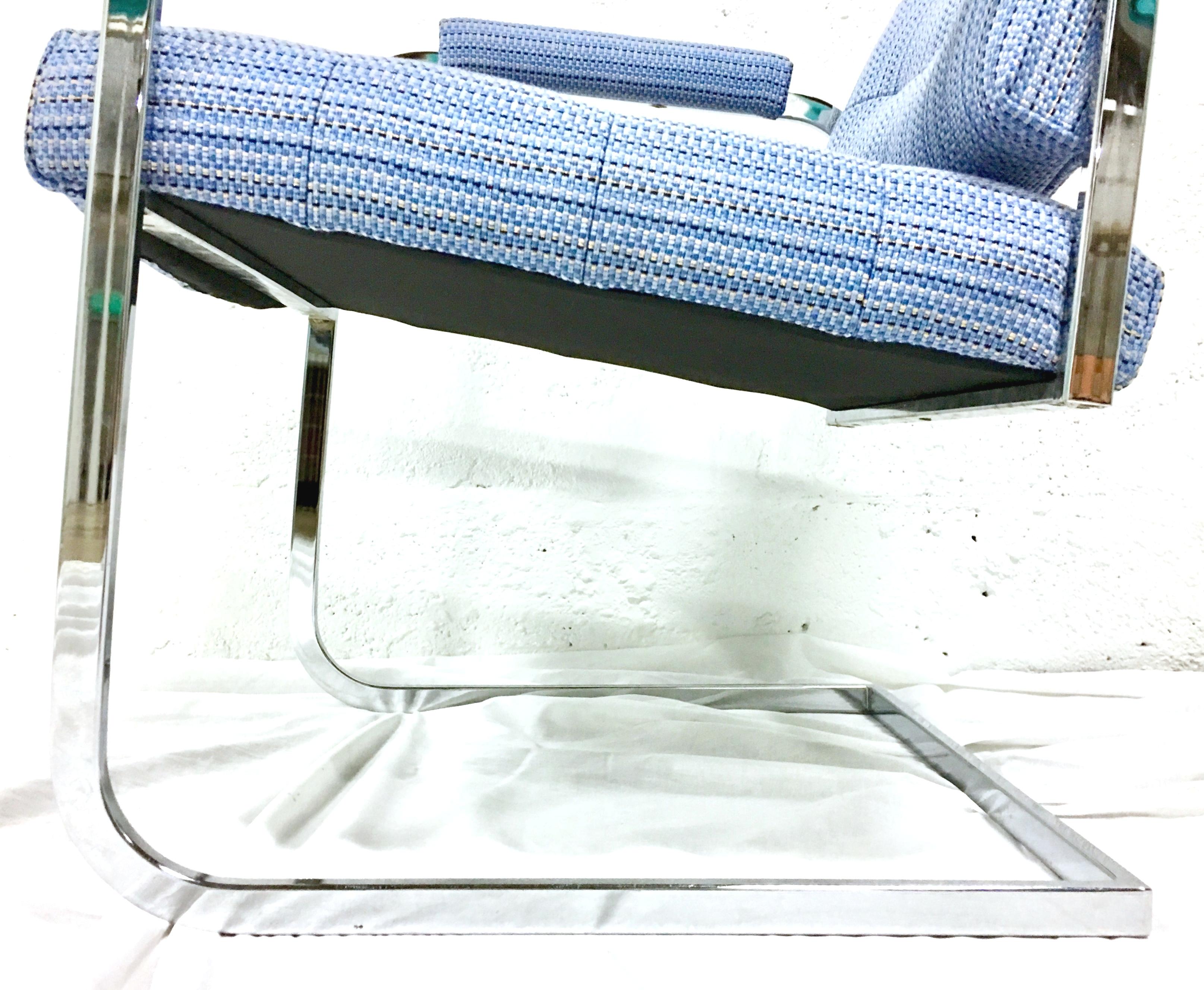 1960s Pair of Milo Baughman Style Upholstered Chrome Armchairs by, Patrician For Sale 3