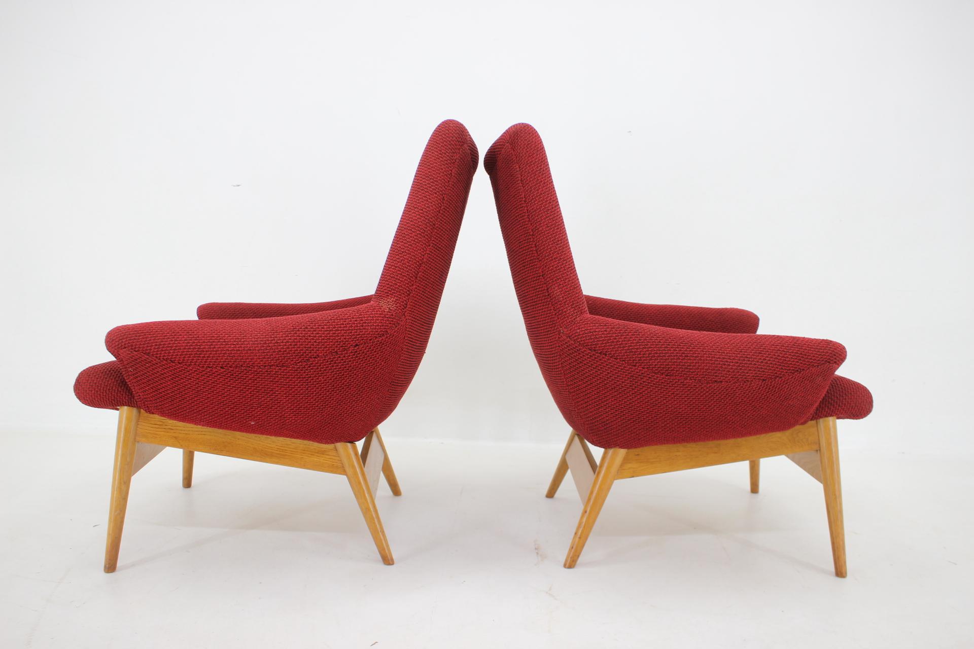 1960s, Pair of Miroslav Navratil Lounge Chairs, Czechoslovakia For Sale 4