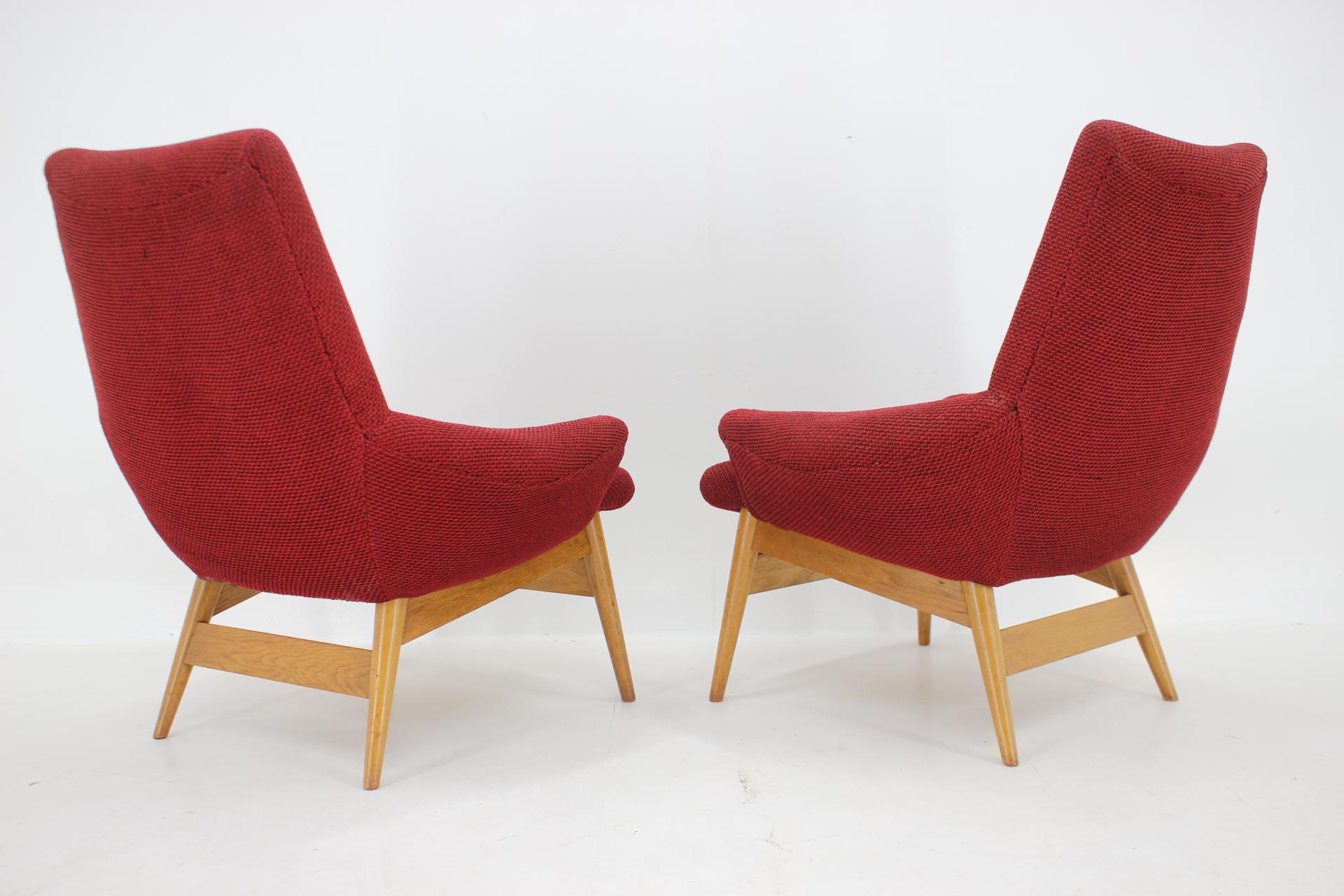 1960s, Pair of Miroslav Navratil Lounge Chairs, Czechoslovakia For Sale 1