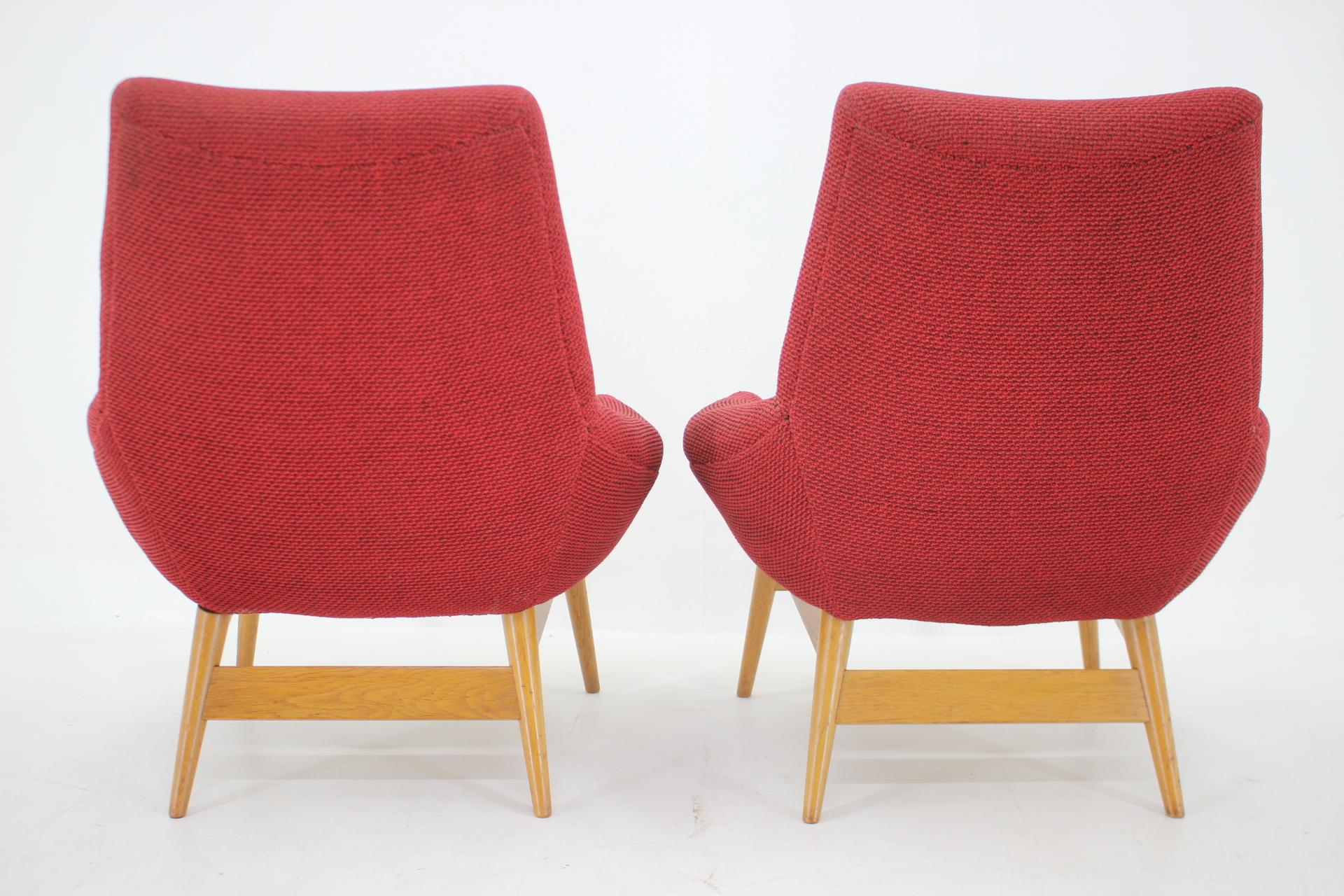 1960s, Pair of Miroslav Navratil Lounge Chairs, Czechoslovakia For Sale 2